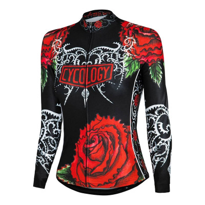  Cycology Dames Fietsshirt Lange Mouw "Black Rose" -  End Of Life