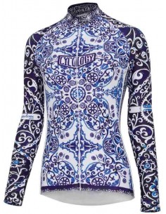  Cycology Damen Langarm Radtrikot "Majolica" -  Winter Radbekleidung