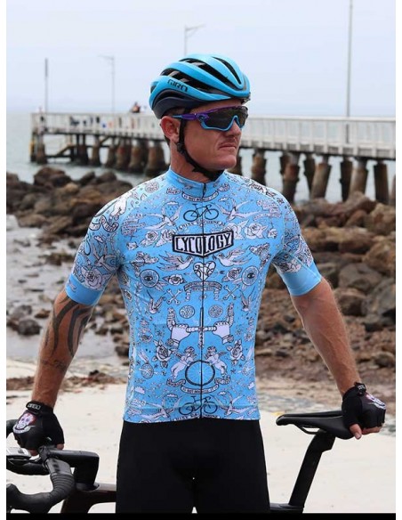  Cycology men's cycling Jersey "Velo Tattoo" Blue -  Cycology Men's cycling apparel