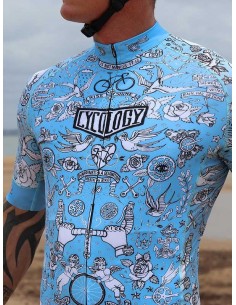  Cycology Herren Radtrikot "Velo Tattoo" Blue -  Cycology Herren Radbekleidung 2