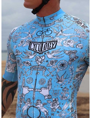 Cycology Heren Fietsshirt "Velo Tattoo" Blue -  Heren Cycology