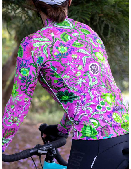  Cycology Dames Fietsshirt Lange Mouw "Secret Garden" Pink -  Winter fietskleding
