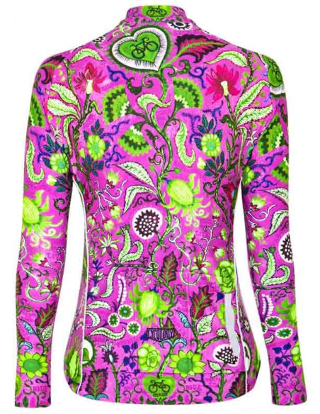  Cycology Dames Fietsshirt Lange Mouw "Secret Garden" Pink -  Winter fietskleding