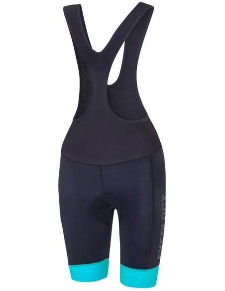  Cycology dames BIB fietsshort Black/Aqua -  Fietsbroeken