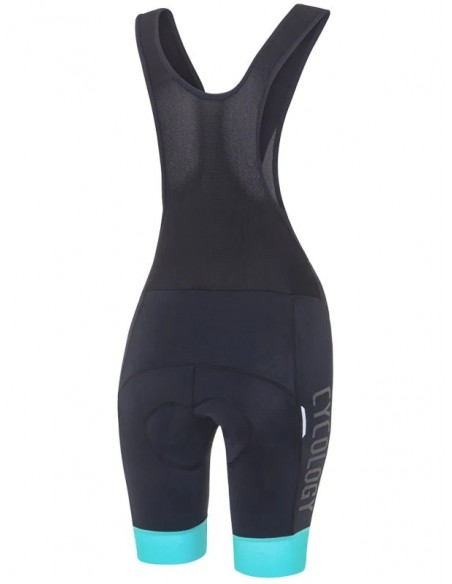  Cycology dames BIB fietsshort Black/Aqua -  Fietsbroeken