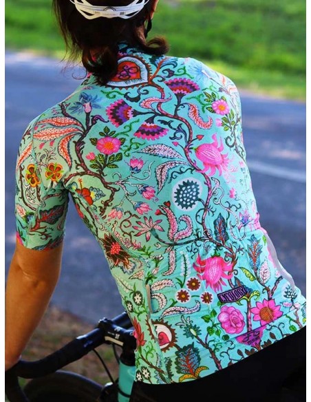  Cycology Dames Fietsshirt "Secret Garden" Aqua -  Fietsshirts