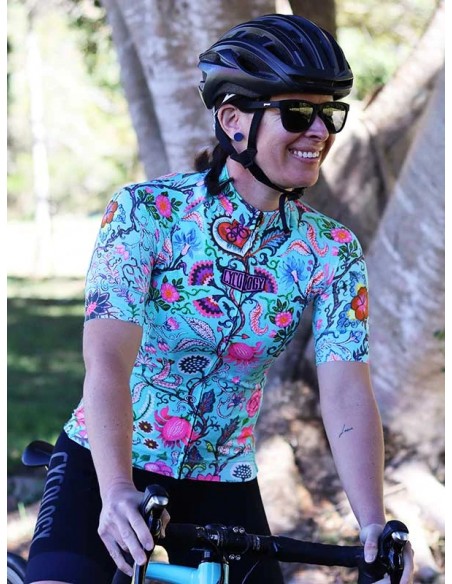  Cycology Dames Fietsshirt "Secret Garden" Aqua -  Fietsshirts