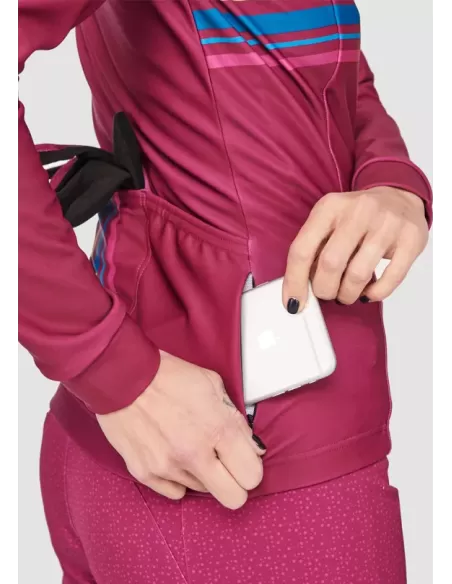 Chicken line Dames Lange mouwen Fietsshirt "Chilly" Cherry